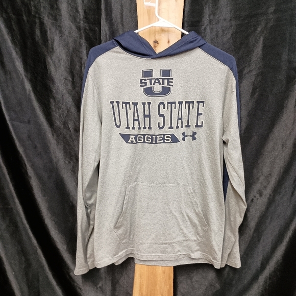 Grey under armor Long sleeve Utah State University pull over hoodie size medium - Picture 1 of 11